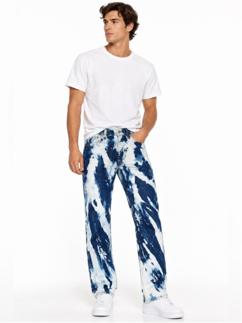 Levi’s 501 Original W34 L34 Custom Bleach Tie Dye Straight Leg Jeans 100% Cotton